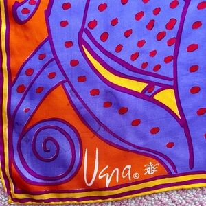 VERA vintage silk scarf from the 70's. Purples and Oranges.